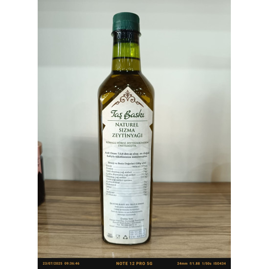Natural Extra Virgin Stone-Pressed Cold-Pressed Olive Oil 1 L
